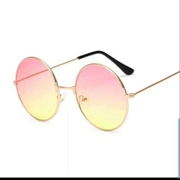 Circular Gold Yellow to Rose Gradient Sunglasses NEW - Picture 2 of 2